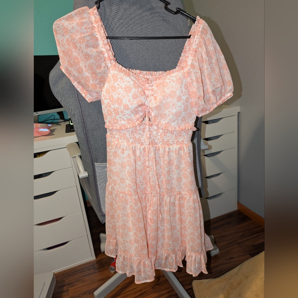 Floral Pink Puff Sleeve Dress